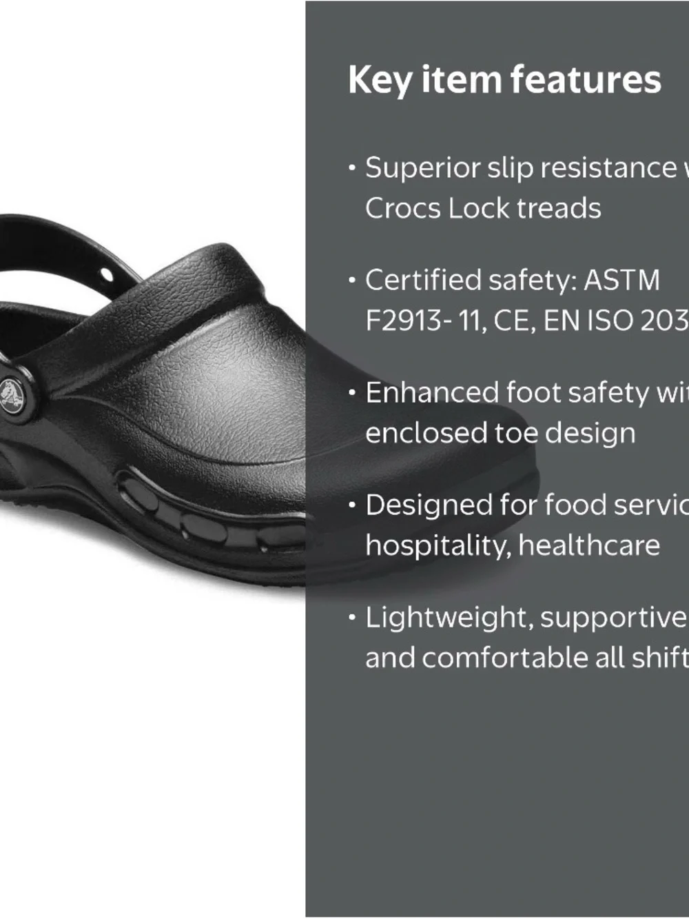 Crocs At Work Bistro Slip Resistant Clogs Black Men’s 10 Women’s 12 NWOB